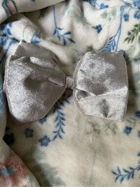 Silver Velvet Bow Hair Clip - Classic Sparkle